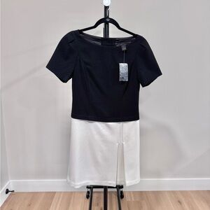 NWT White House Black Market Short Sleeve Sheath Dress, Black & Off-White